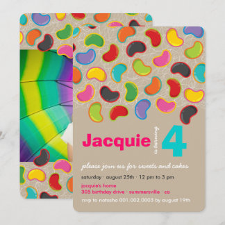 Invitación Retro Jellybean Pop Sweet Candy Whimsical Cumpleañ