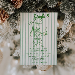 Invitación Retro Jingle & Mingle Navidades Fiesta de Santa Cl