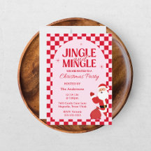 Retro Jingle y Mingle Navidad Ajedrezado Rojo