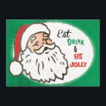 Invitación Retro Jolly Santa Red Green Vintage Christmas<br><div class="desc">Esta temporada de Navidades vacacionales invita a su familia y amigos a comer,  beber y ser jolly. El Viejo y Retro Santa Claus con una cara alegre para dar la bienvenida a sus amigos a su fiesta de vacaciones. Invitación del fiesta de Navidades con temática verde y roja.</div>