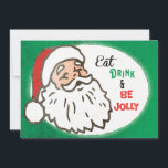 Invitación Retro Jolly Santa Red Green Vintage Christmas<br><div class="desc">Esta temporada de Navidades vacacionales invita a su familia y amigos a comer,  beber y ser jolly. El Viejo y Retro Santa Claus con una cara alegre para dar la bienvenida a sus amigos a su fiesta de vacaciones. Invitación del fiesta de Navidades con temática verde y roja.</div>
