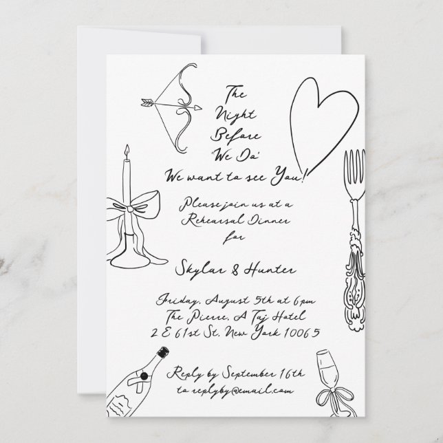 Invitación Retro La Dolce Vita Boda Ensayo Cena (Anverso)