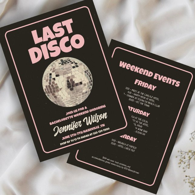 Invitación Retro Last Disco Bachelorette Weekend (Subido por el creador)