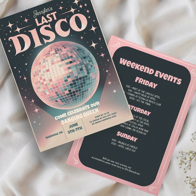 Invitación Retro Last Disco Bachelorette Weekend (Subido por el creador)