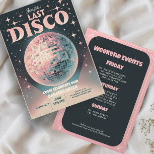 Invitación Retro Last Disco Bachelorette Weekend