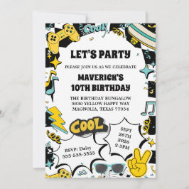 Invitación Retro Let's Party Birthday