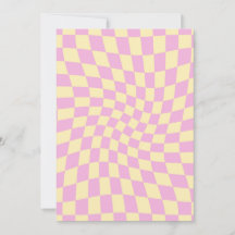 Retro Lilac Peach PInk Checks Warped Checkerboard