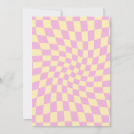 Invitación Retro Lilac Peach PInk Checks Warped Checkerboard