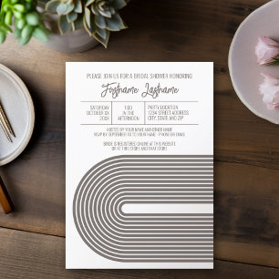 Invitación Retro Line Art Bridal Shower Fiesta Champagne Colo