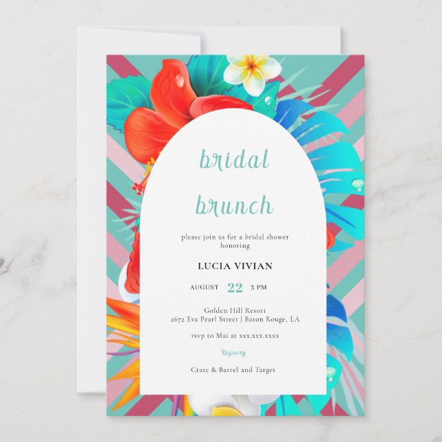 Invitación Retro Lines Tropical Magenta Fuchsia Brillante Duc (Anverso)