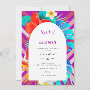 Invitación Retro Lines Tropical Magenta Fuchsia Brillante Duc