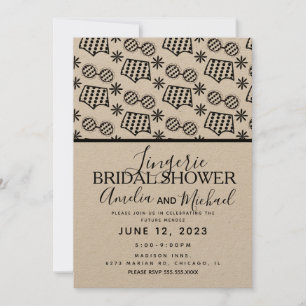 Invitación Retro Lingerie Floral Doodles Bridal Shower