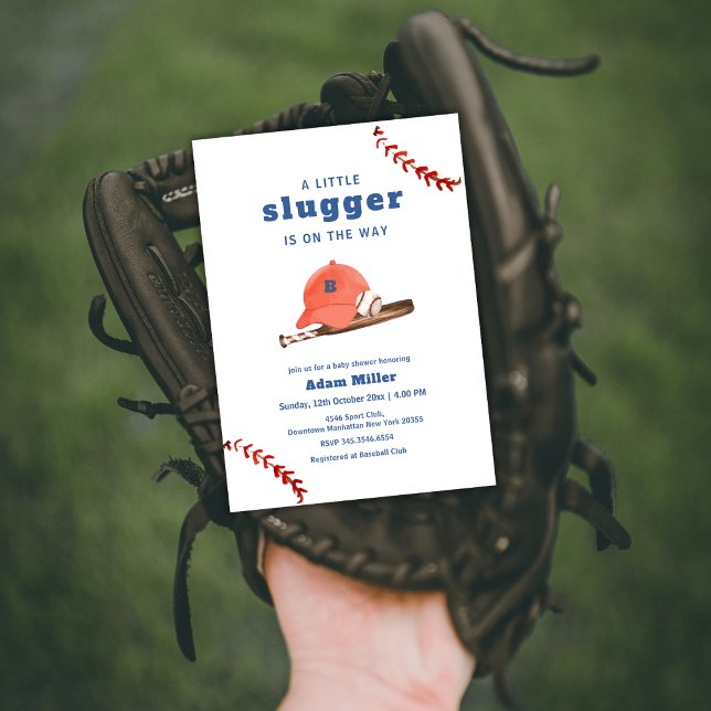 Invitación Retro Little Slugger Baseball Sport Baby Shower (Retro Little Slugger Baseball Sport Baby Shower Invitation)
