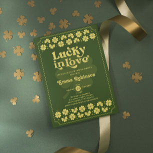 Invitación Retro Lucky enamorada ducha de novia del Día de Sa