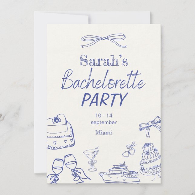 Invitación Retro Luxe Beach | Despedida de Soltera Editable (Anverso)