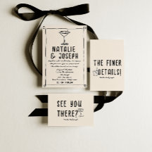 Retro Mano Dibujando Cóctel Escrito Quirky Boda