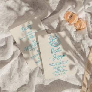 Invitación Retro Mano Dibujando Pastel Escrito Todo En Un Bod