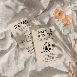 Invitación Retro Mano Dibujando Todo En Un Boda De Champagne