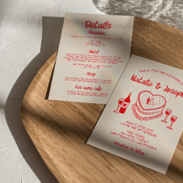 Invitación Retro Mano Dibujó Tartas Raras Todo En Un Boda