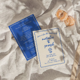 Invitación Retro Mano Escrita Todo En Un Boda