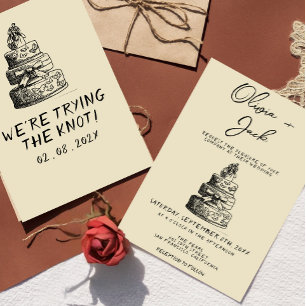 Invitación Retro Mano Escrito Take Quirky tendencia Boda