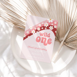 Invitación Retro margarita flor boho silvestre primer cumplea