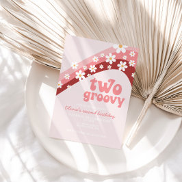 Invitación Retro margarita Two Groovy boho floral segundo cum