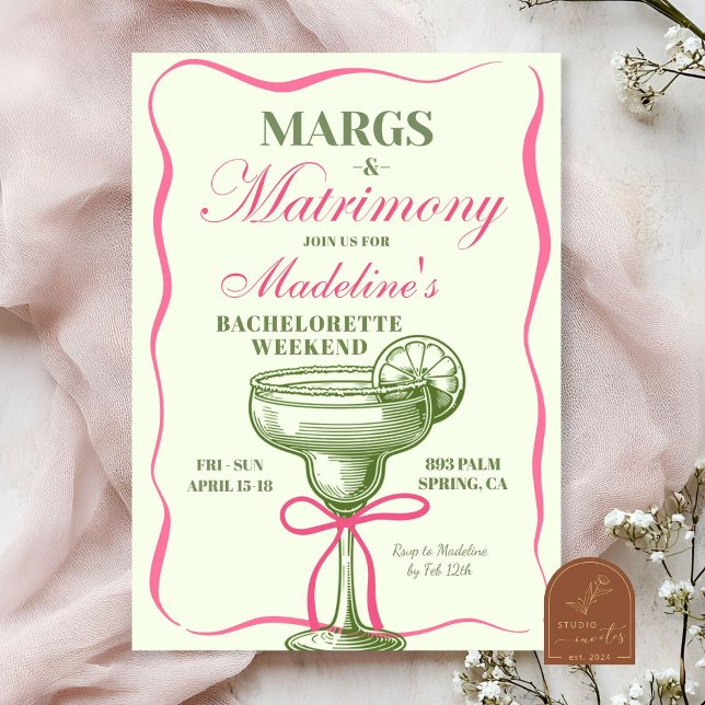 Invitación Retro Margaritas y Matrimony Bachelorette (Subido por el creador)