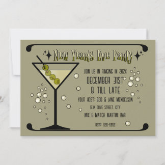 Invitación Retro Martini 2025 New Year's Eve