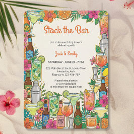 Invitación Retro Maximalista Floral Tropical Abastece el Bar
