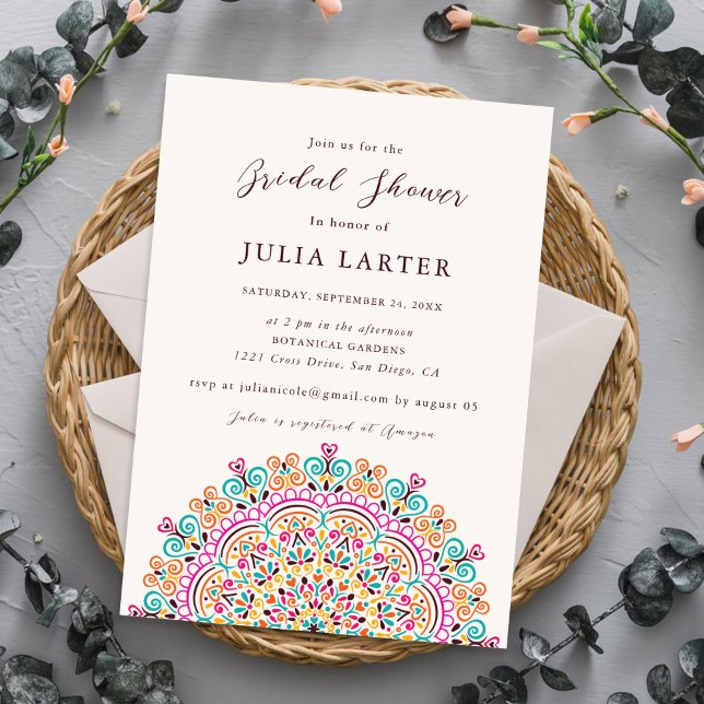 Invitación Retro Mexican Flourish Mandala Bridal Shower (Subido por el creador)