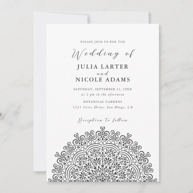 Invitación Retro Mexican Terrain Flourishing Mandala Wedding (Anverso)