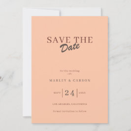 Invitación Retro Minimal Coral Peach Save The Date Wedding
