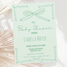 Invitación Retro Mint Green Hand Drawow Baby Shower