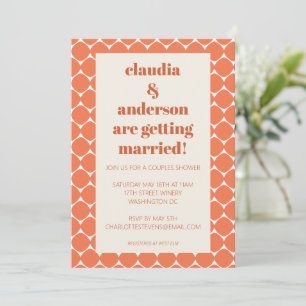 Invitación Retro Mod Naranja Formas geométricas Ducha de las