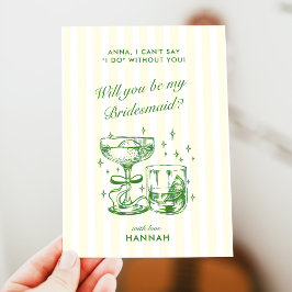 Invitación Retro Modern Green Bridesmaid Proposal Card