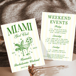 Invitación Retro Modern Green & Yellow Miami Bach Party