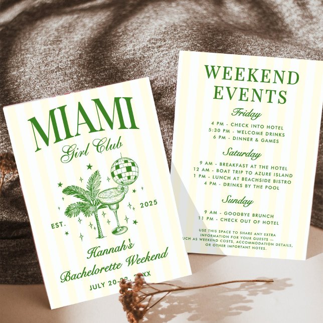 Invitación Retro Modern Green & Yellow Miami Bach Party (Subido por el creador)