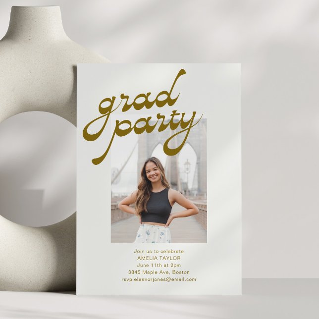 Invitación Retro Modern Script 2026 Photo Graduation Party (Subido por el creador)