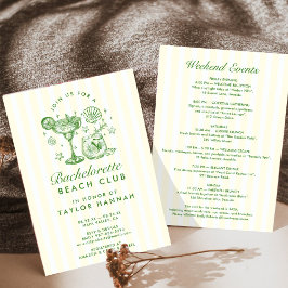Invitación Retro Modern Yellow & Green Bachelorette Weekend