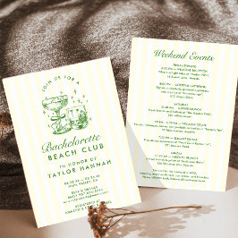 Invitación Retro Modern Yellow & Green Bachelorette Weekend