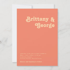 Invitación Retro moderno | Boda Casual Coral