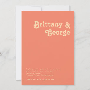 Invitación Retro moderno   Boda Casual Coral