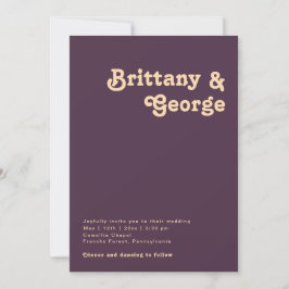 Invitación Retro moderno | Boda Casual Púrpura Oscuro