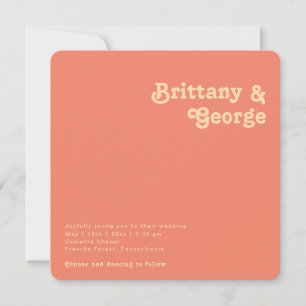Invitación Retro moderno Boda de bordes redondeados de cora