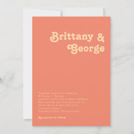Invitación Retro moderno | Boda de coral
