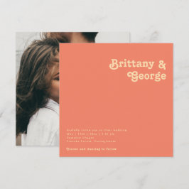 Invitación Retro moderno | Boda fotográfico de Coral Square