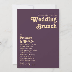 Invitación Retro moderno   Boda morado oscuro Brunch