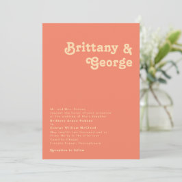 Invitación Retro moderno | Boda tradicional de coral