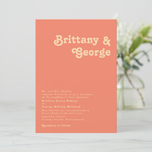 Invitación Retro moderno   Boda tradicional de coral